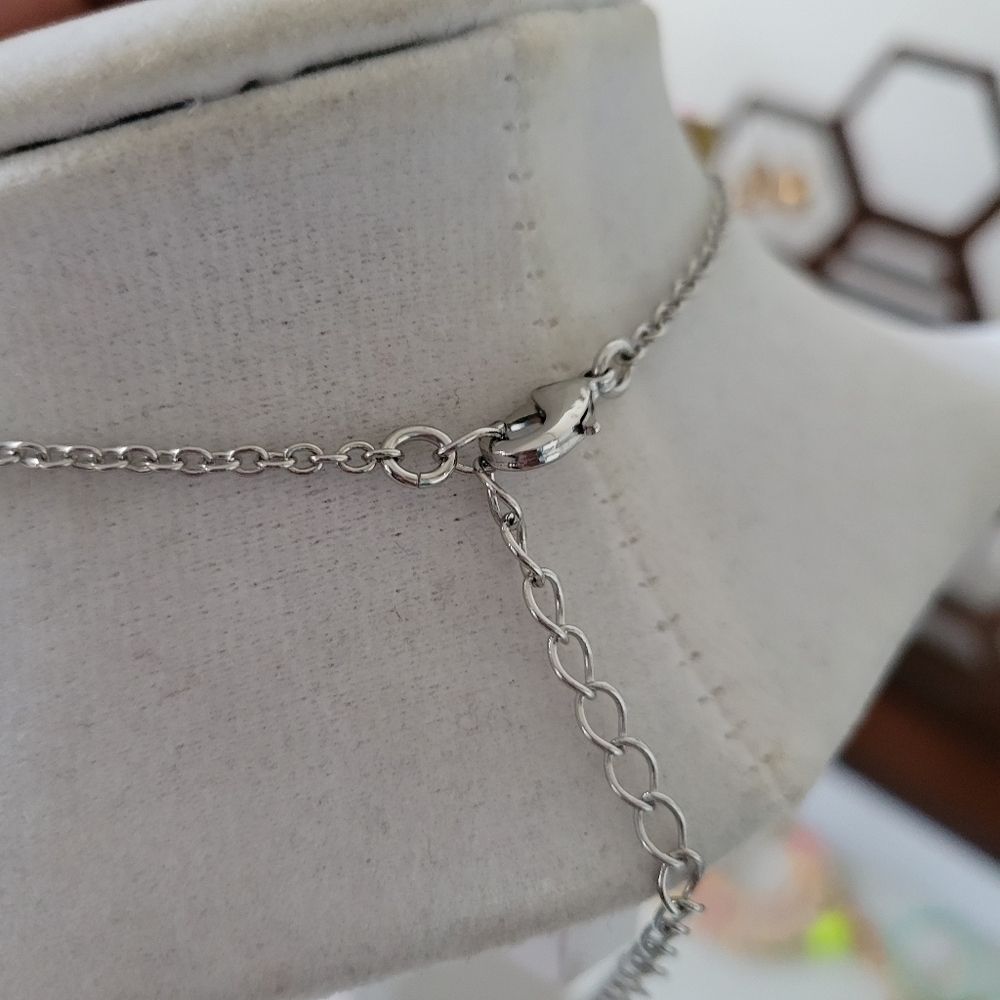 Lariat Rhinestone Necklace • White Rhinestones - Picture 6 of 7